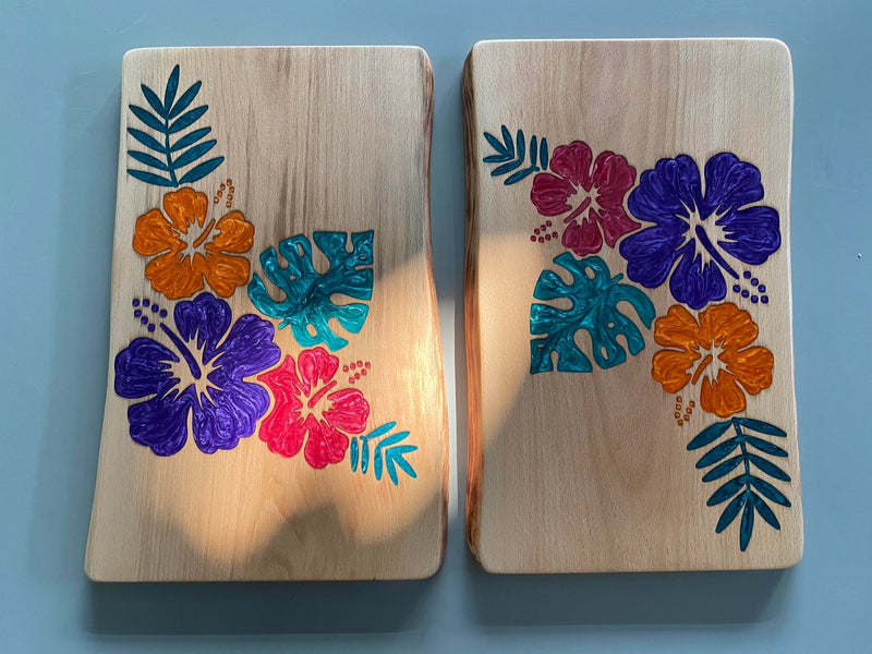 Custom Colorful Resin Flower Cheeseboard- READY TO SHIP