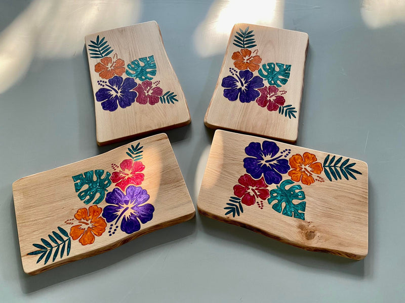 Custom Colorful Resin Flower Cheeseboard- READY TO SHIP