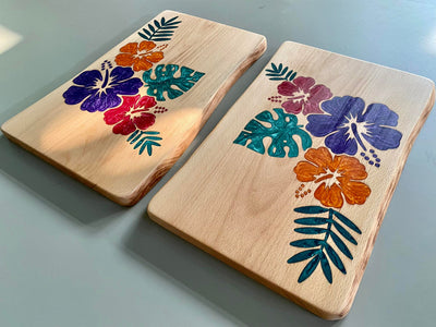 Custom Colorful Resin Flower Cheeseboard- READY TO SHIP