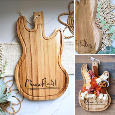 Custom Guitar Shaped Cheeseboard with groove- Ready to ship!