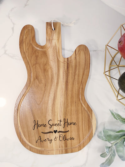 Custom Guitar Shaped Cheeseboard with groove- Ready to ship!