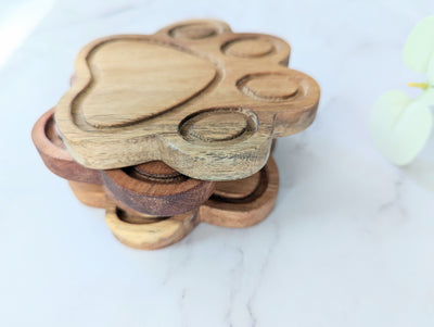 Wood Paw Coasters ( set of 4 )  - READY TO SHIP