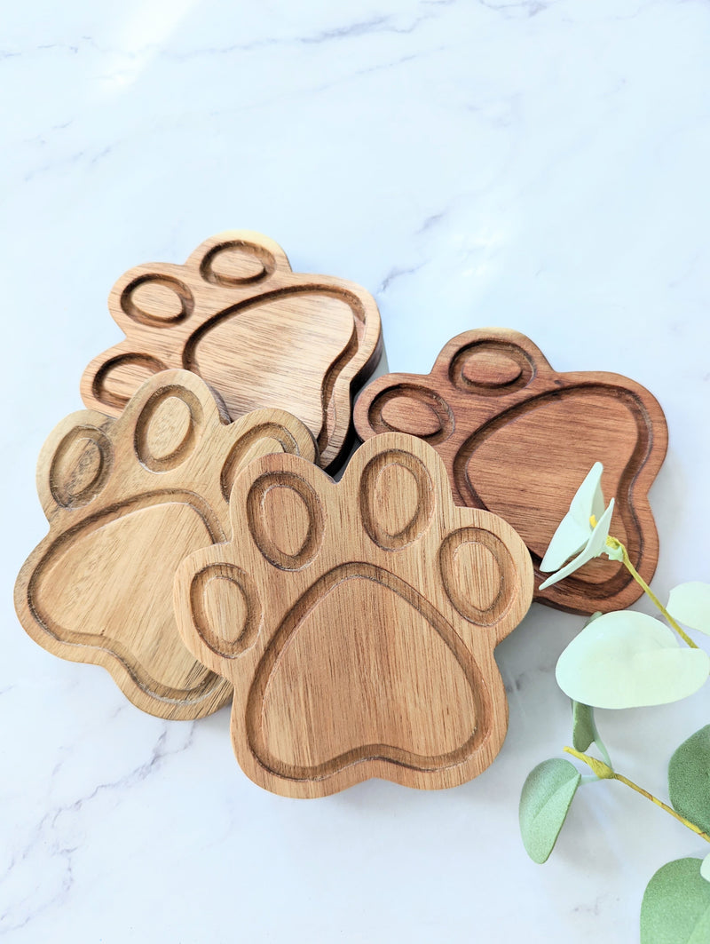 Wood Paw Coasters ( set of 4 )  - READY TO SHIP