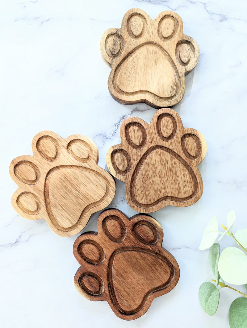 Wood Paw Coasters ( set of 4 )  - READY TO SHIP