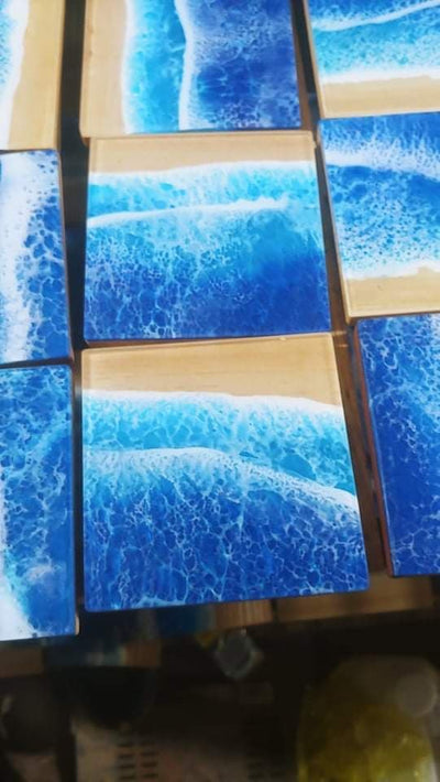 Custom Blue Ocean Coasters  ( set of 4) RTS