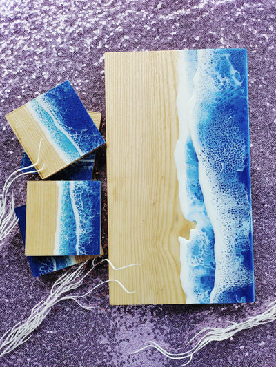 Custom Blue Ocean Coasters  ( set of 4) RTS