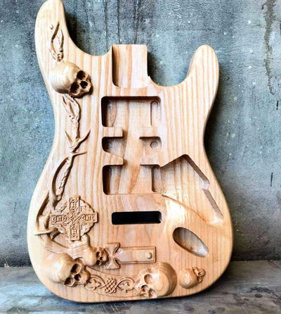 Custom Carved Full Sized Electric Guitar Body- Unfinished