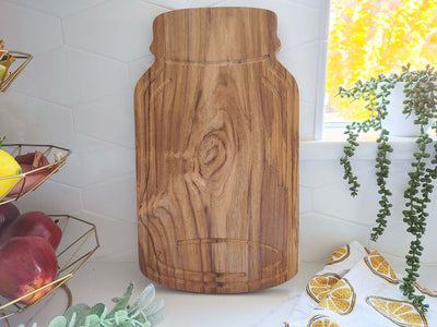 Custom Teak Mason Jar Cutting board - RTS