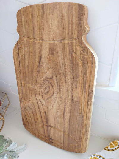 Custom Teak Mason Jar Cutting board - RTS