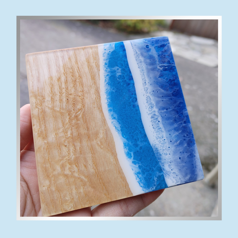 Custom Blue Ocean Coasters  ( set of 4) RTS