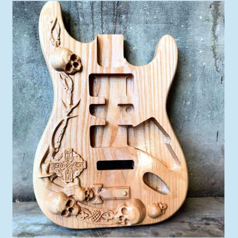 Custom Carved Full Sized Electric Guitar Body- Unfinished