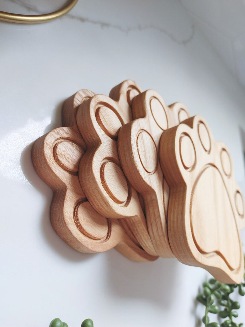 Wood Paw Coasters ( set of 4 )  - READY TO SHIP