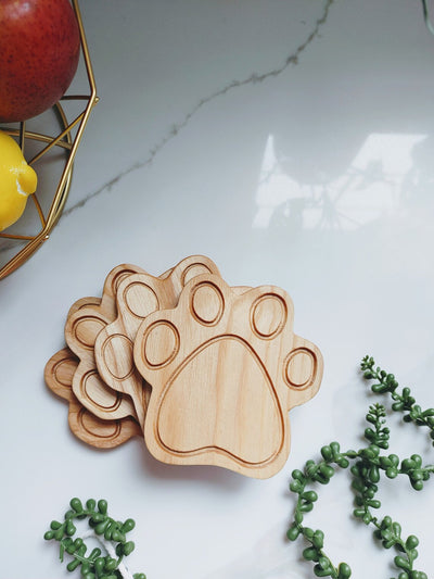 Wood Paw Coasters ( set of 4 )  - READY TO SHIP