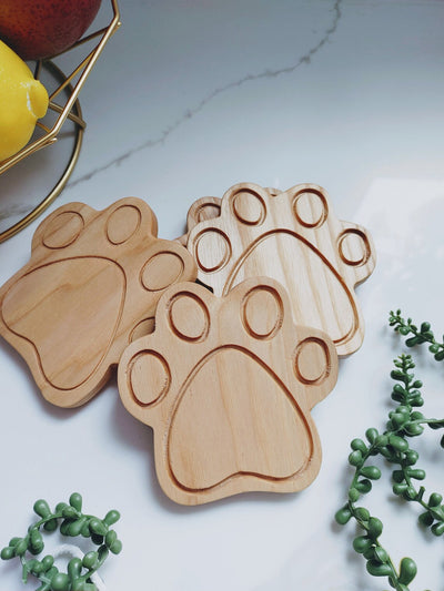 Wood Paw Coasters ( set of 4 )  - READY TO SHIP